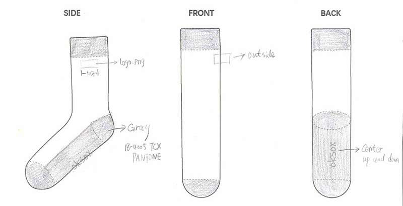 Modèle de chaussette dessinée à la main